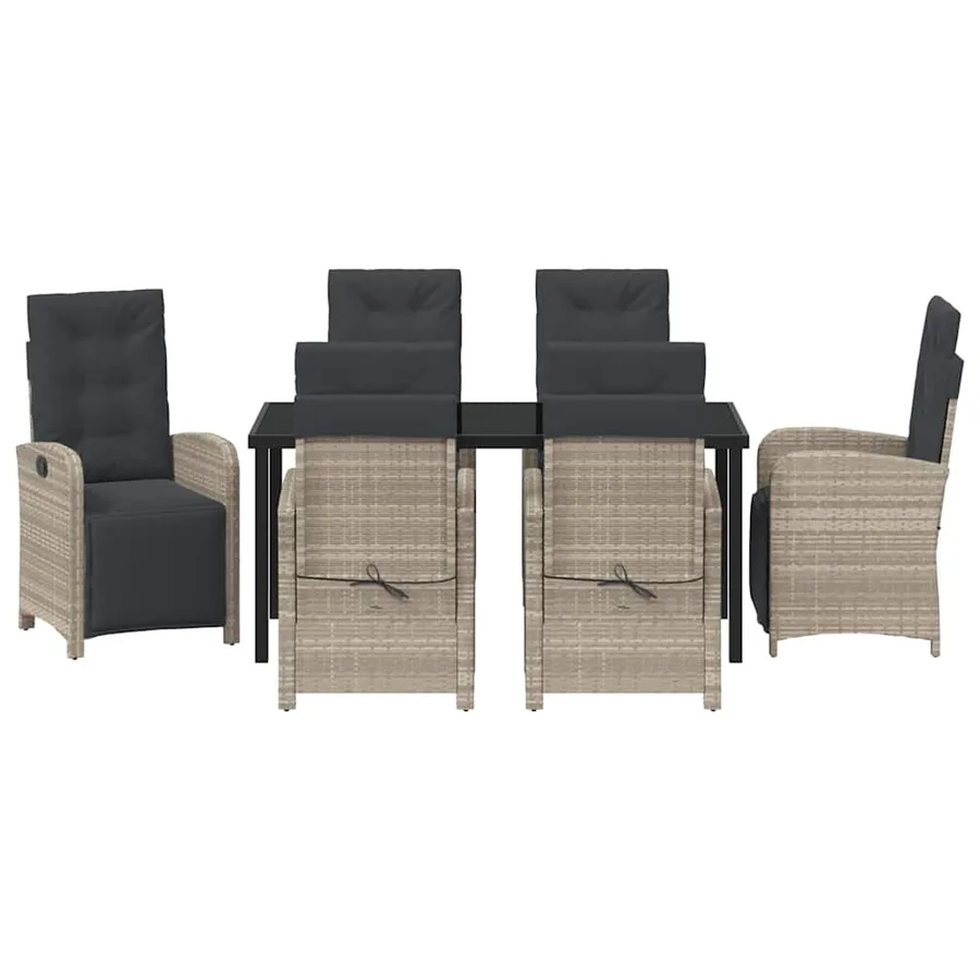 Ensemble de salle à manger pour jardin 7 pcs Gris clair - 7