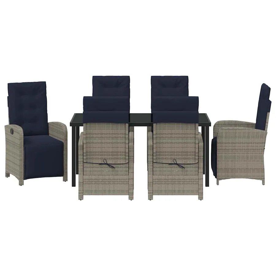 Ensemble de salle à manger pour jardin 7 pcs Gris polyrotin - 7