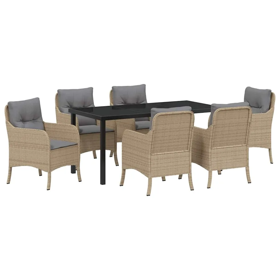 Ensemble de salle à manger pour jardin 7 pcs Beige polyrotin - 2