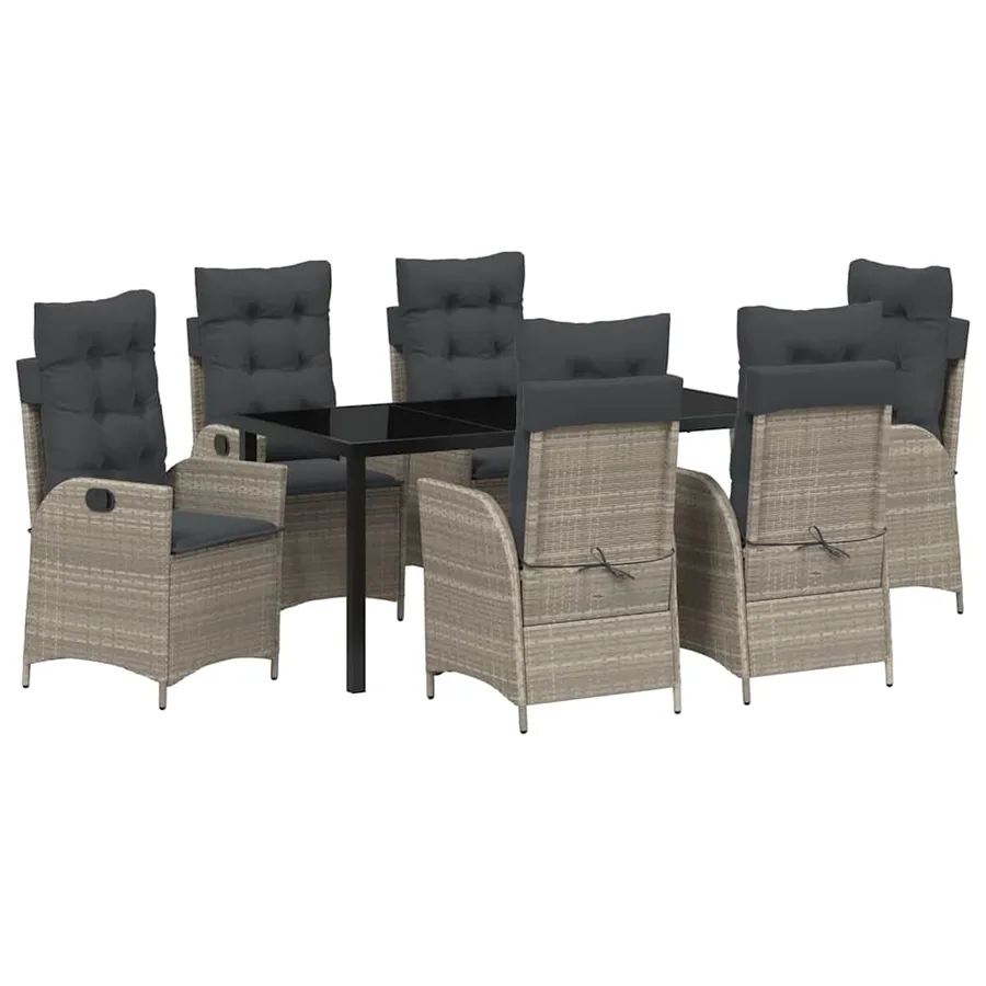 Ensemble de salle à manger pour jardin 7 pcs Gris clair - 2