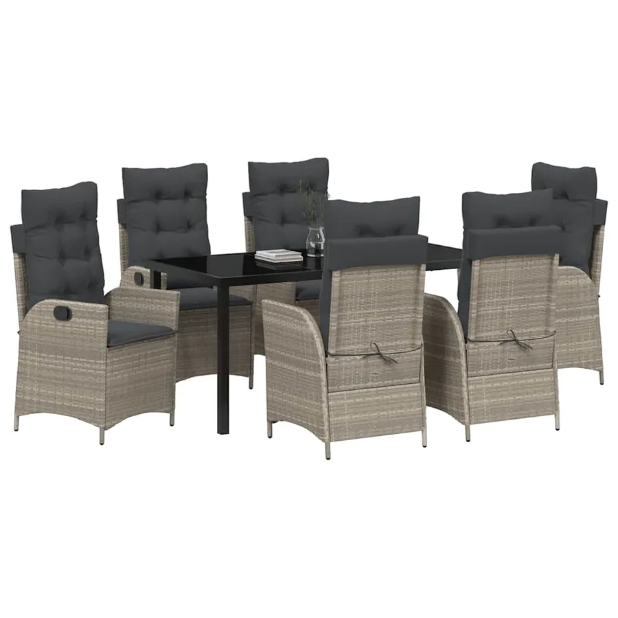 Ensemble de salle à manger pour jardin 7 pcs Gris clair - 3