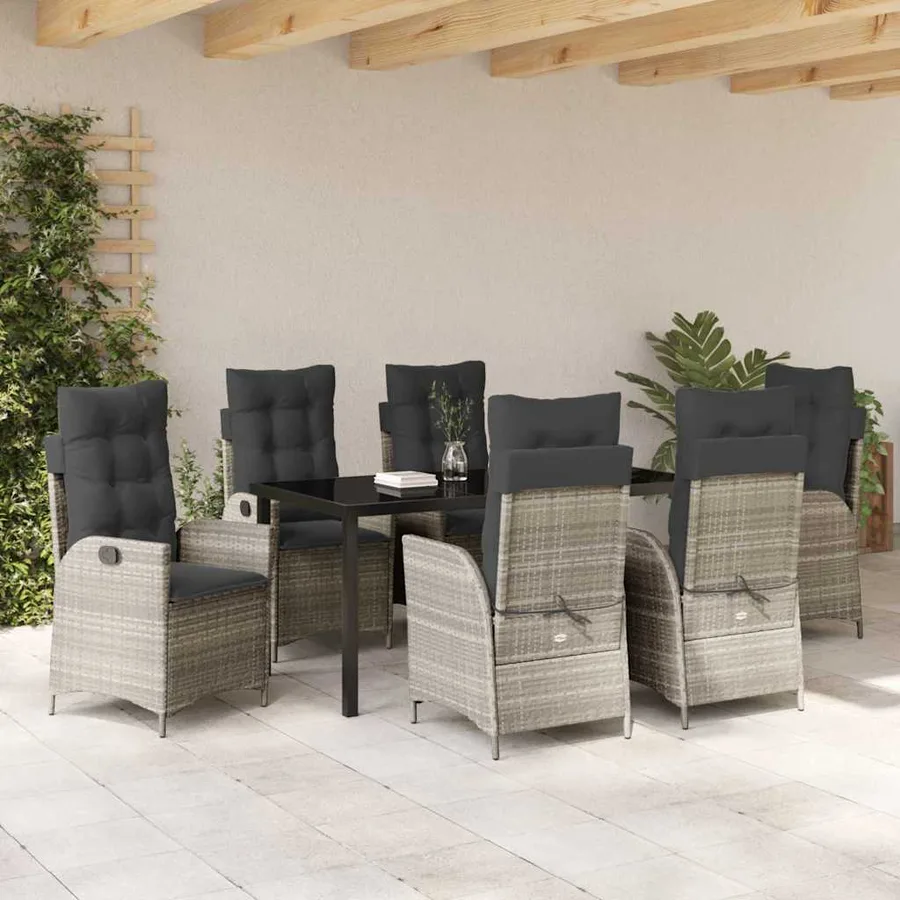 Ensemble de salle à manger pour jardin 7 pcs Gris clair - 4