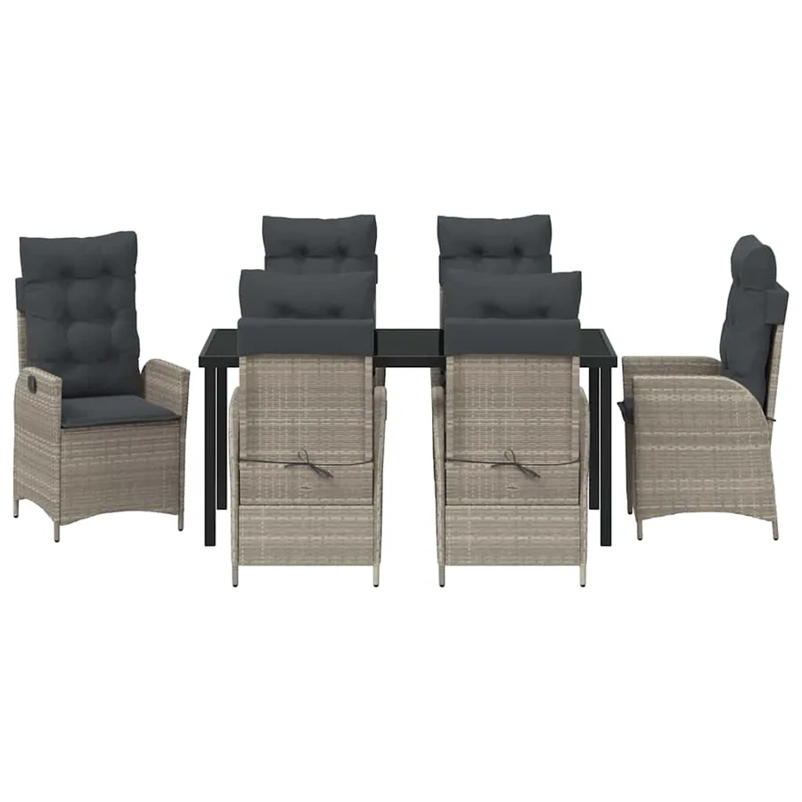 Ensemble de salle à manger pour jardin 7 pcs Gris clair - 7