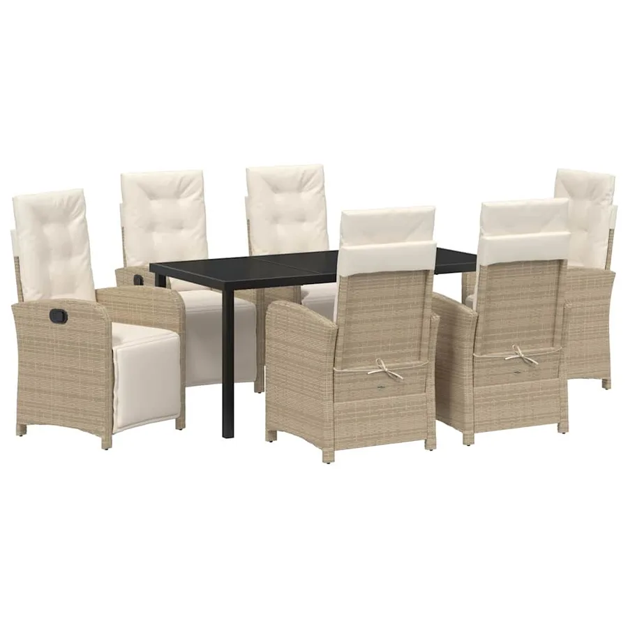 Ensemble de salle à manger pour jardin 7 pcs Beige polyrotin - 2