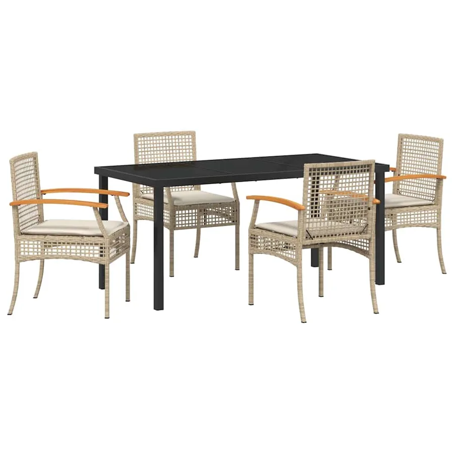 Ensemble de salle à manger pour jardin 5 pcs Beige et Noir - 2