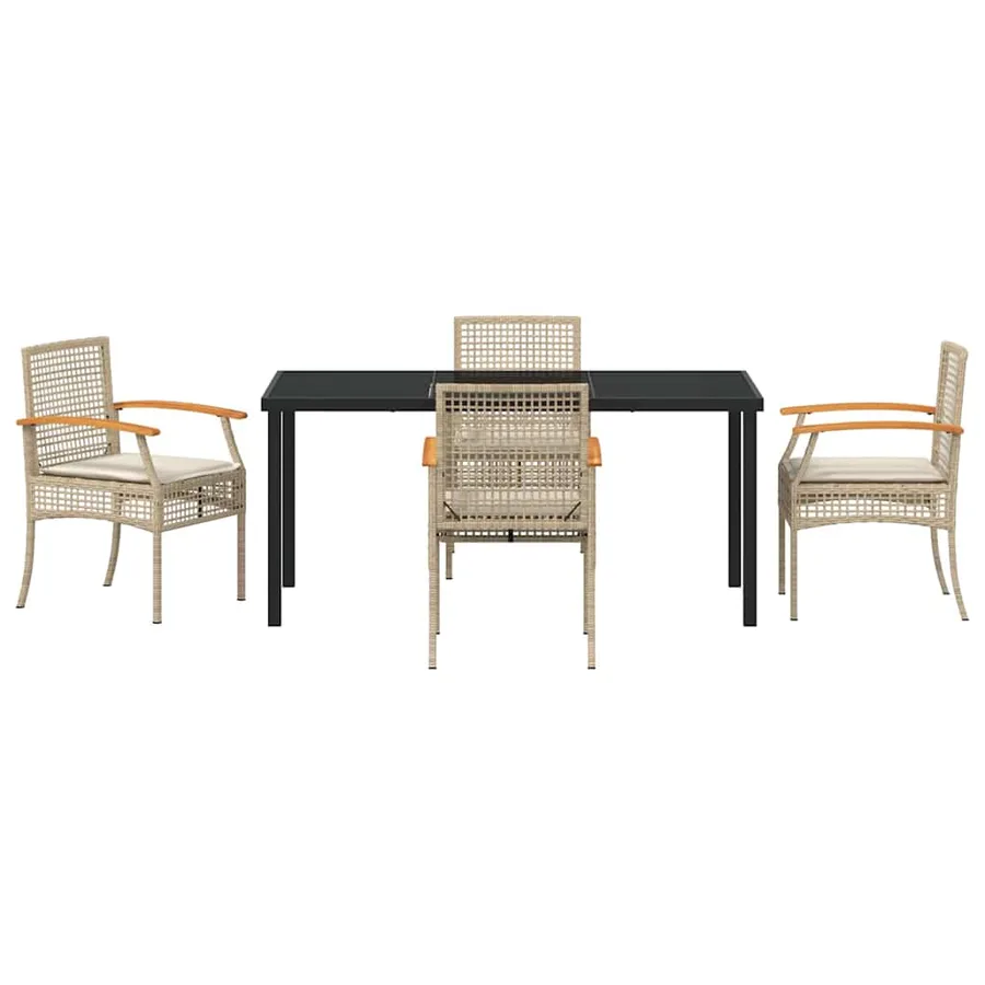 Ensemble de salle à manger pour jardin 5 pcs Beige et Noir - 7