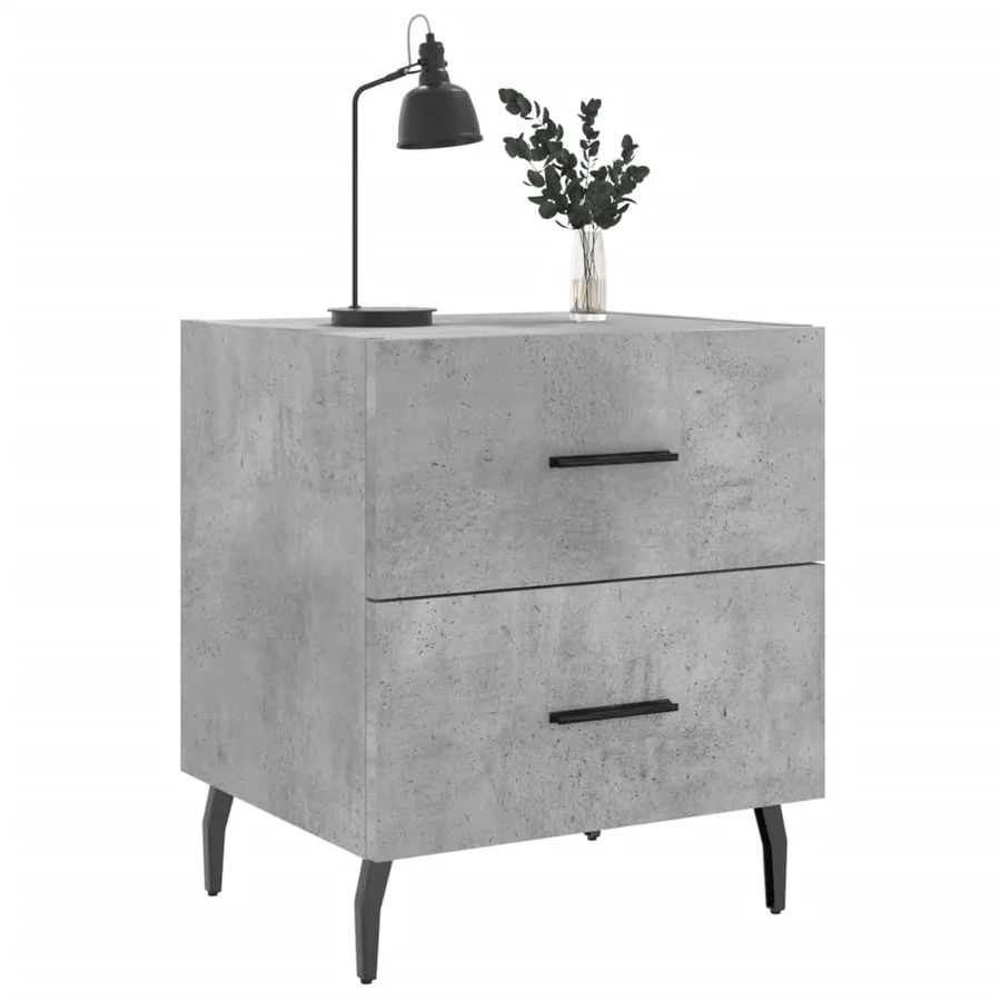Table de chevet gris béton 40x35x47,5 cm bois d’ingénierie - 3