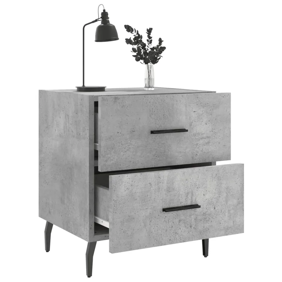 Table de chevet gris béton 40x35x47,5 cm bois d’ingénierie - 4