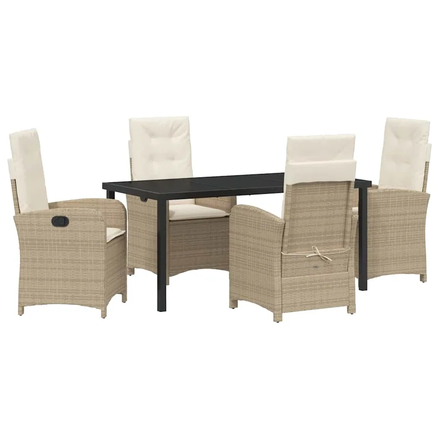 Ensemble de salle à manger pour jardin 5 pcs Beige polyrotin - 2