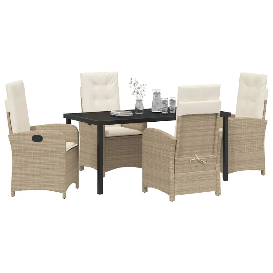 Ensemble de salle à manger pour jardin 5 pcs Beige polyrotin - 3