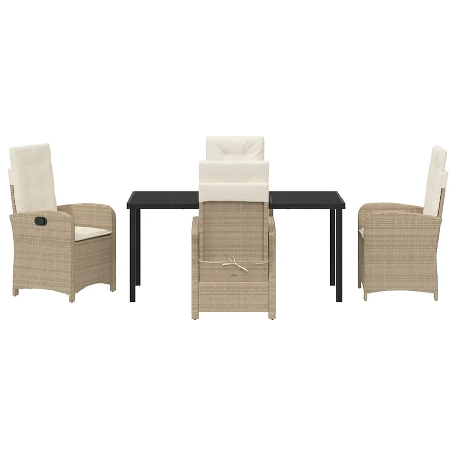 Ensemble de salle à manger pour jardin 5 pcs Beige polyrotin - 7