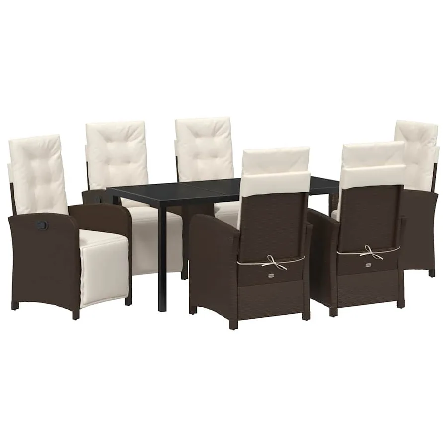 Ensemble de salle à manger pour jardin 7 pcs Marron polyrotin - 2