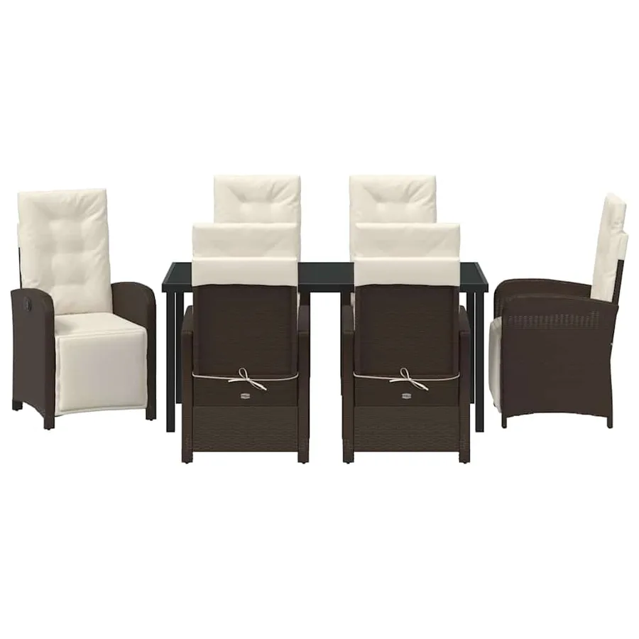Ensemble de salle à manger pour jardin 7 pcs Marron polyrotin - 7