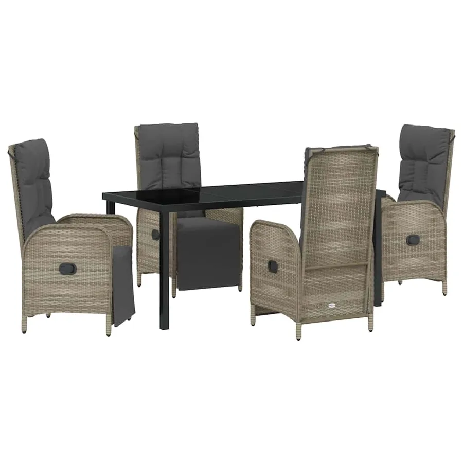 Ensemble de salle à manger pour jardin 5 pcs Gris polyrotin - 2