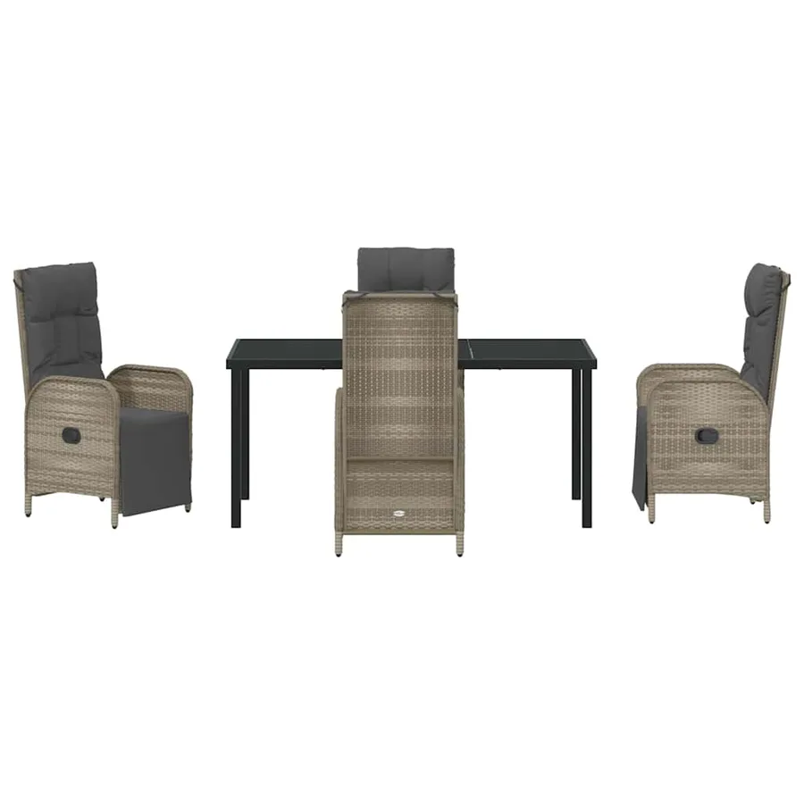 Ensemble de salle à manger pour jardin 5 pcs Gris polyrotin - 7
