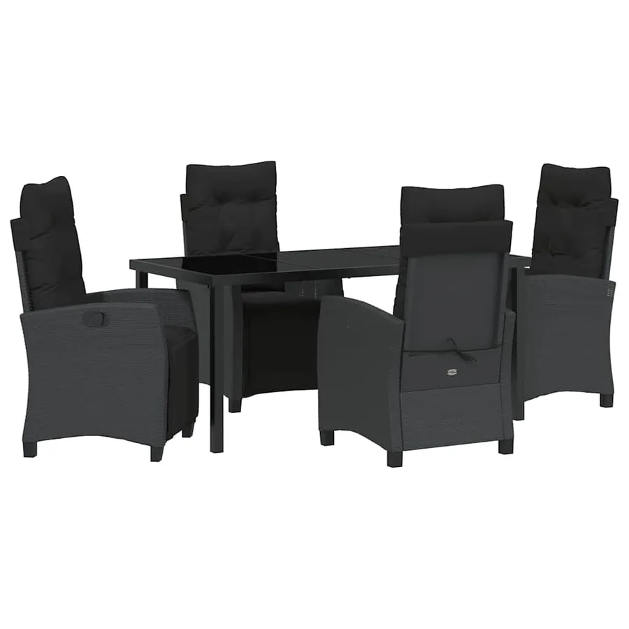 Ensemble de salle à manger pour jardin 5 pcs Noir polyrotin - 2