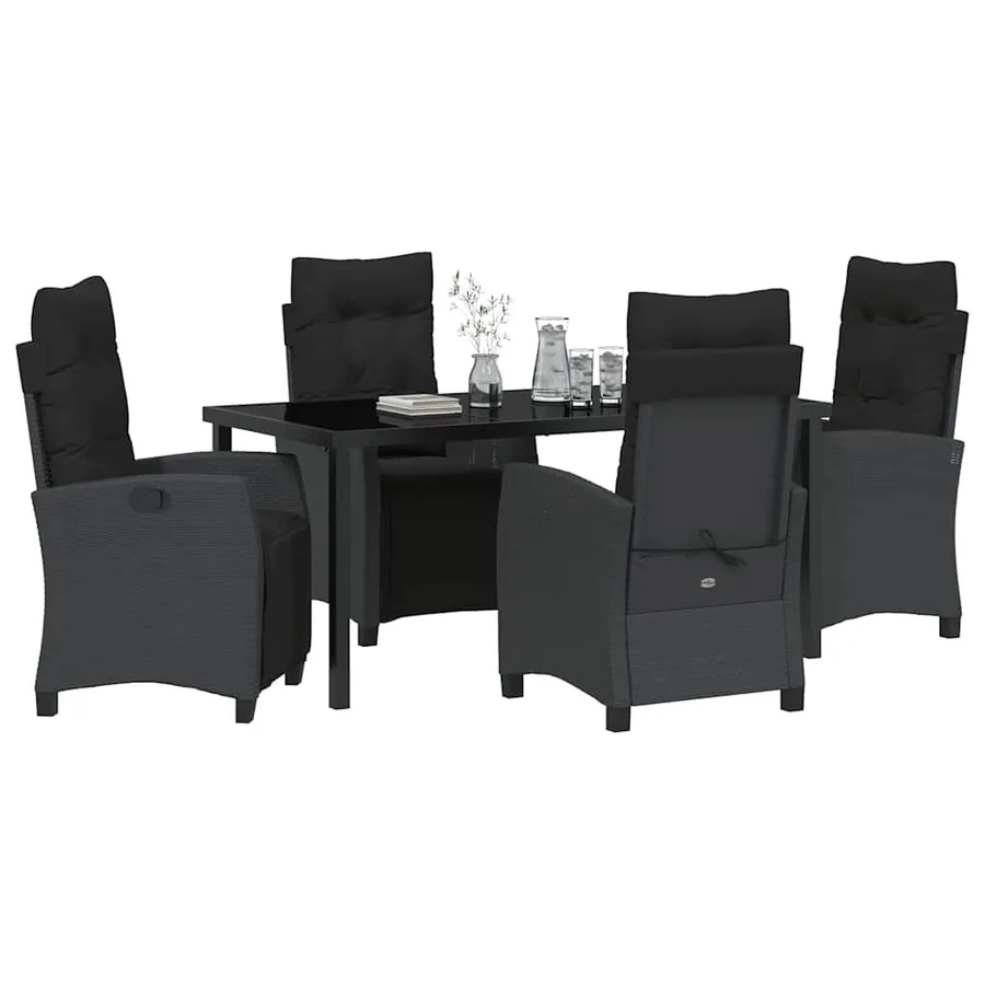 Ensemble de salle à manger pour jardin 5 pcs Noir polyrotin - 3
