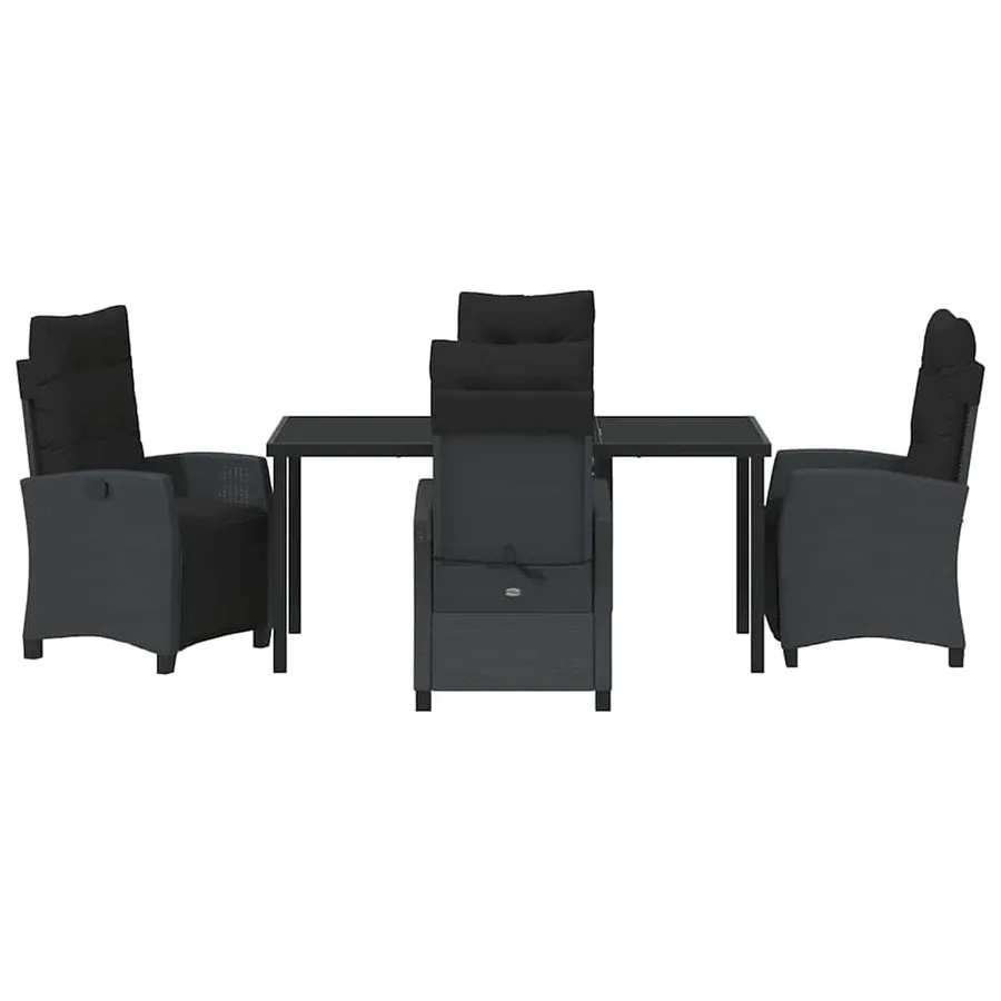 Ensemble de salle à manger pour jardin 5 pcs Noir polyrotin - 7