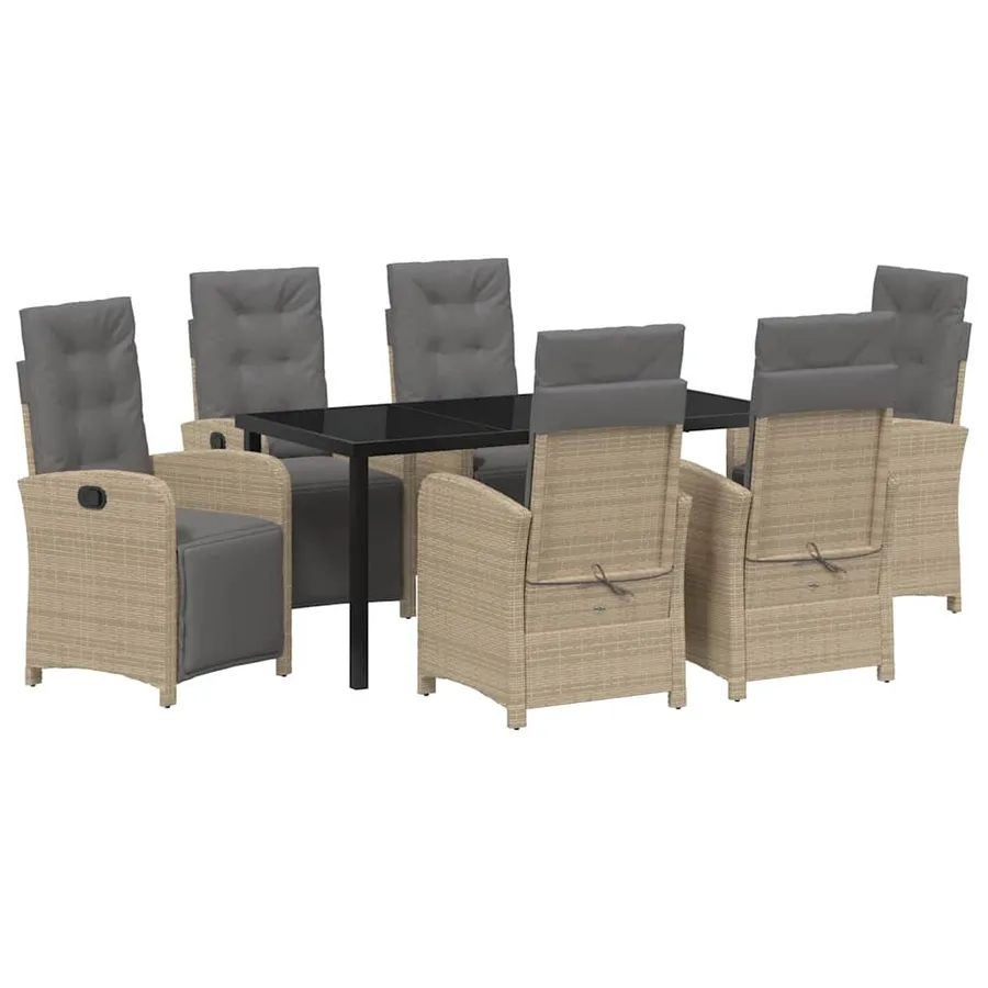 Ensemble de salle à manger pour jardin 7 pcs Beige polyrotin - 2