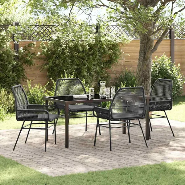 Ensemble de salle à manger pour jardin 5 pcs Noir polyrotin