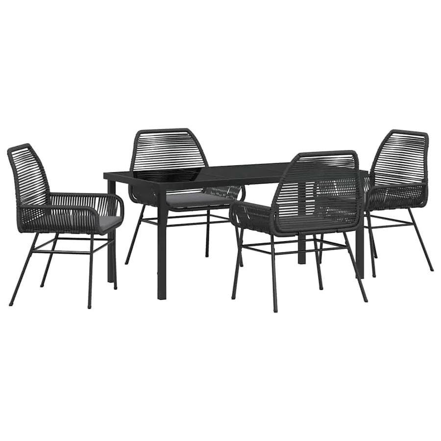 Ensemble de salle à manger pour jardin 5 pcs Noir polyrotin - 2
