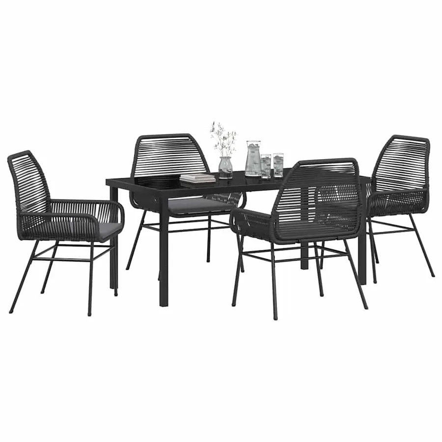 Ensemble de salle à manger pour jardin 5 pcs Noir polyrotin - 3