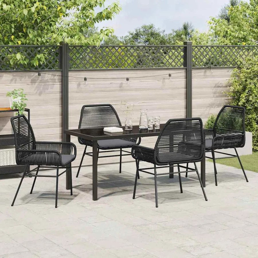 Ensemble de salle à manger pour jardin 5 pcs Noir polyrotin - 4