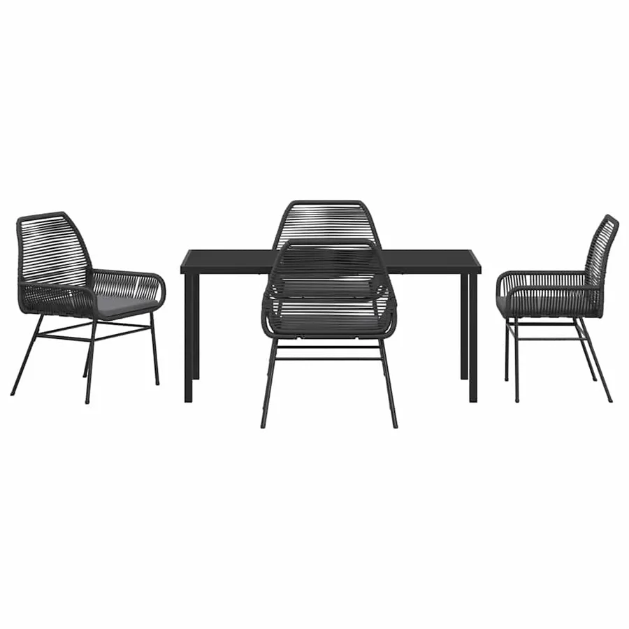 Ensemble de salle à manger pour jardin 5 pcs Noir polyrotin - 7