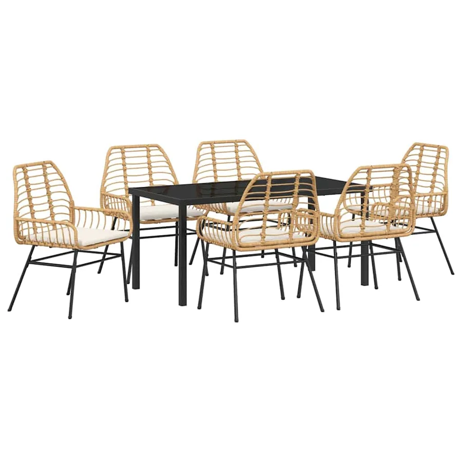 Ensemble de salle à manger pour jardin 7 pcs Marron polyrotin - 2