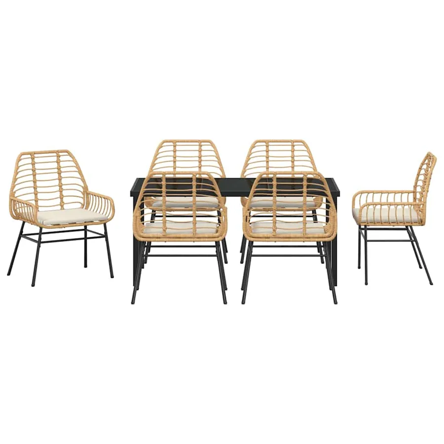 Ensemble de salle à manger pour jardin 7 pcs Marron polyrotin - 7