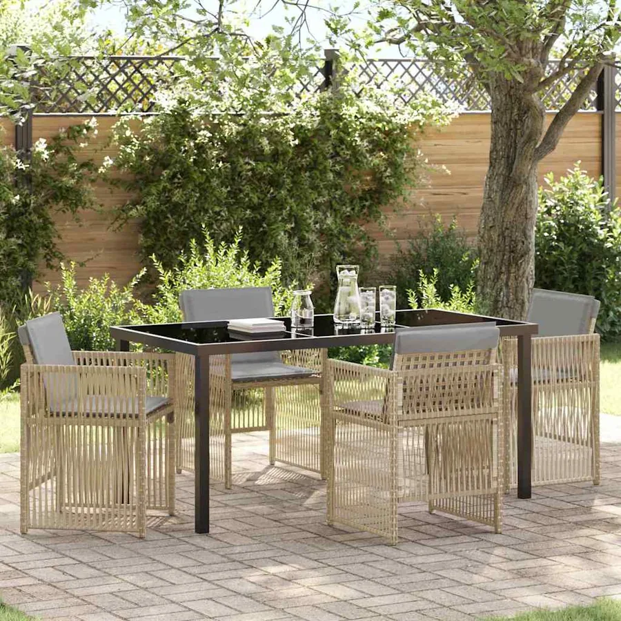 Ensemble de salle à manger pour jardin 5 pcs Beige