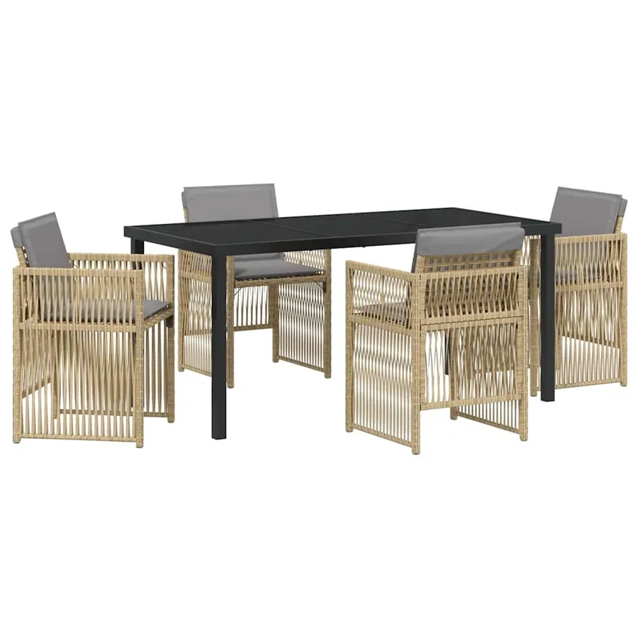 Ensemble de salle à manger pour jardin 5 pcs Beige - 2
