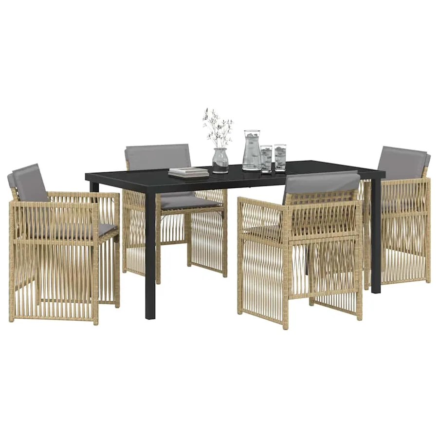 Ensemble de salle à manger pour jardin 5 pcs Beige - 3