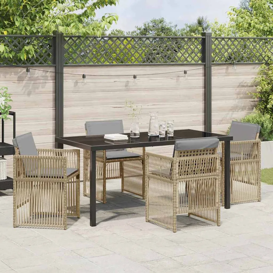 Ensemble de salle à manger pour jardin 5 pcs Beige - 4