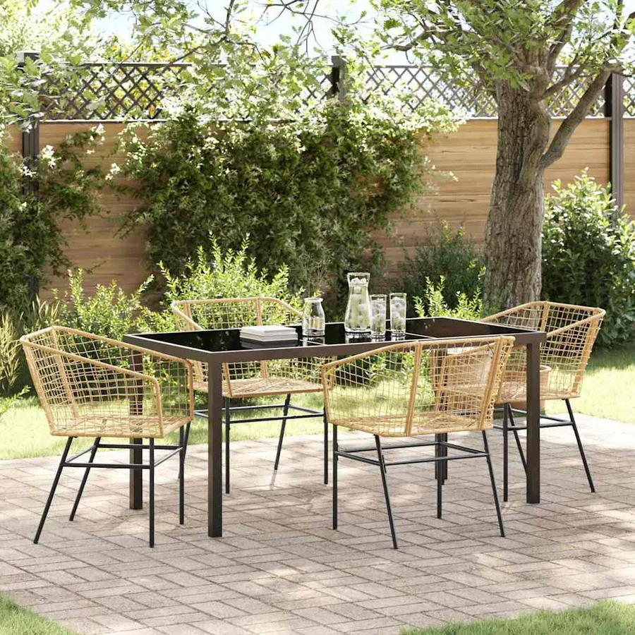 Ensemble de salle à manger pour jardin 5 pcs Marron polyrotin