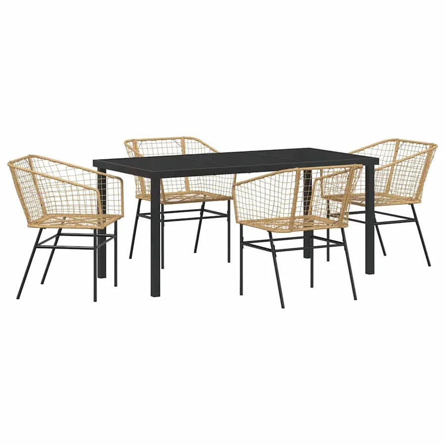 Ensemble de salle à manger pour jardin 5 pcs Marron polyrotin - 2