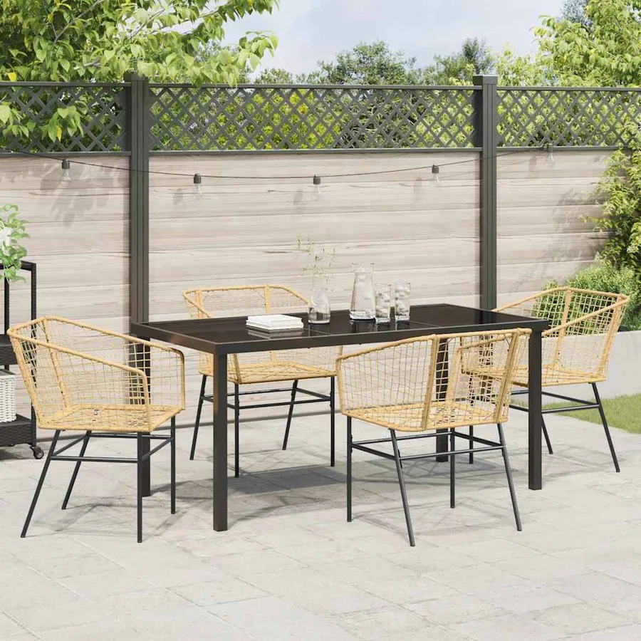 Ensemble de salle à manger pour jardin 5 pcs Marron polyrotin - 4