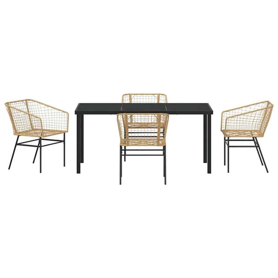 Ensemble de salle à manger pour jardin 5 pcs Marron polyrotin - 7
