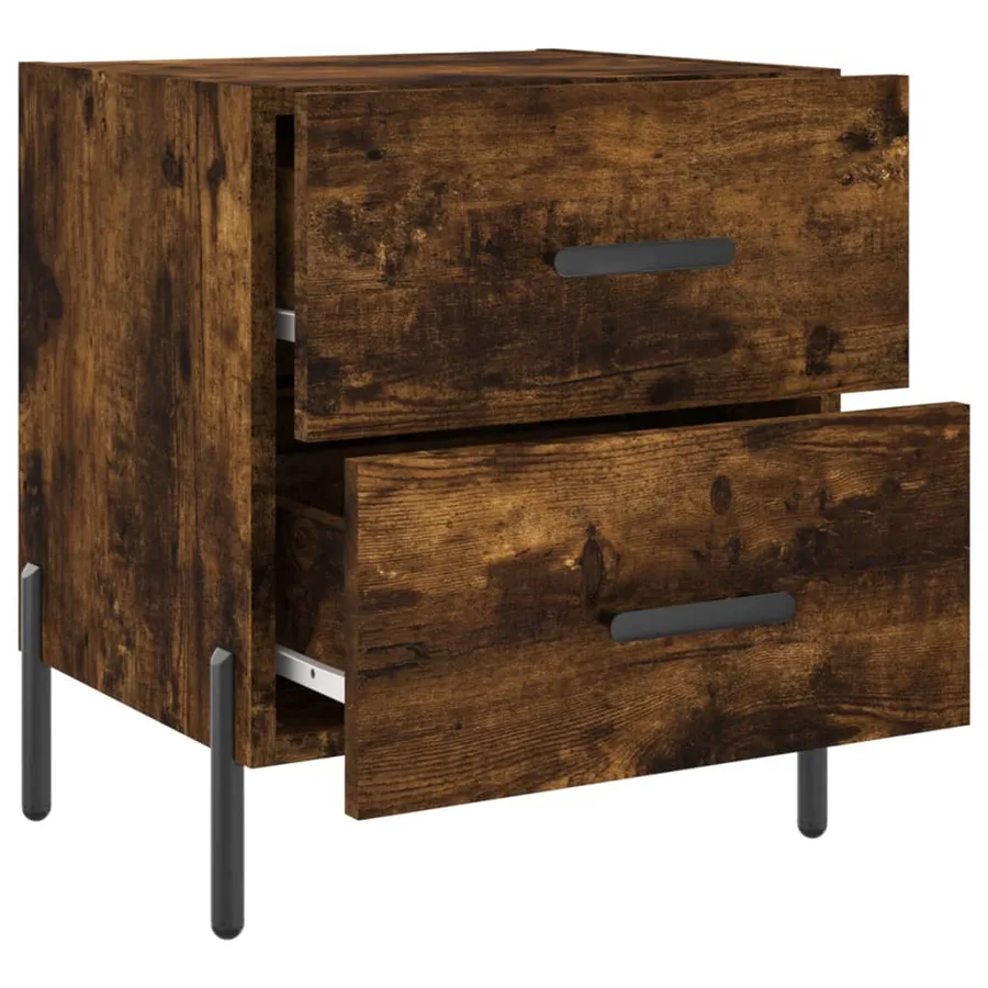 Table de chevet chêne fumé 40x35x47,5 cm bois d’ingénierie - 5