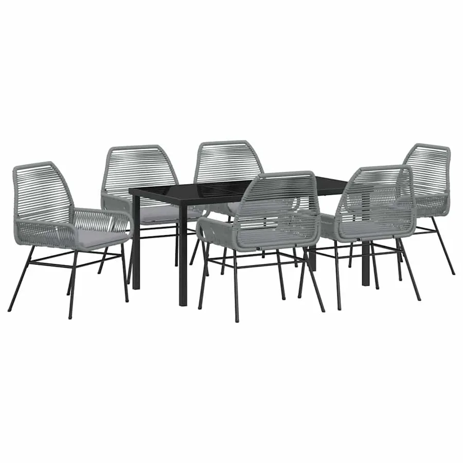 Ensemble de salle à manger pour jardin 7 pcs Gris polyrotin - 2