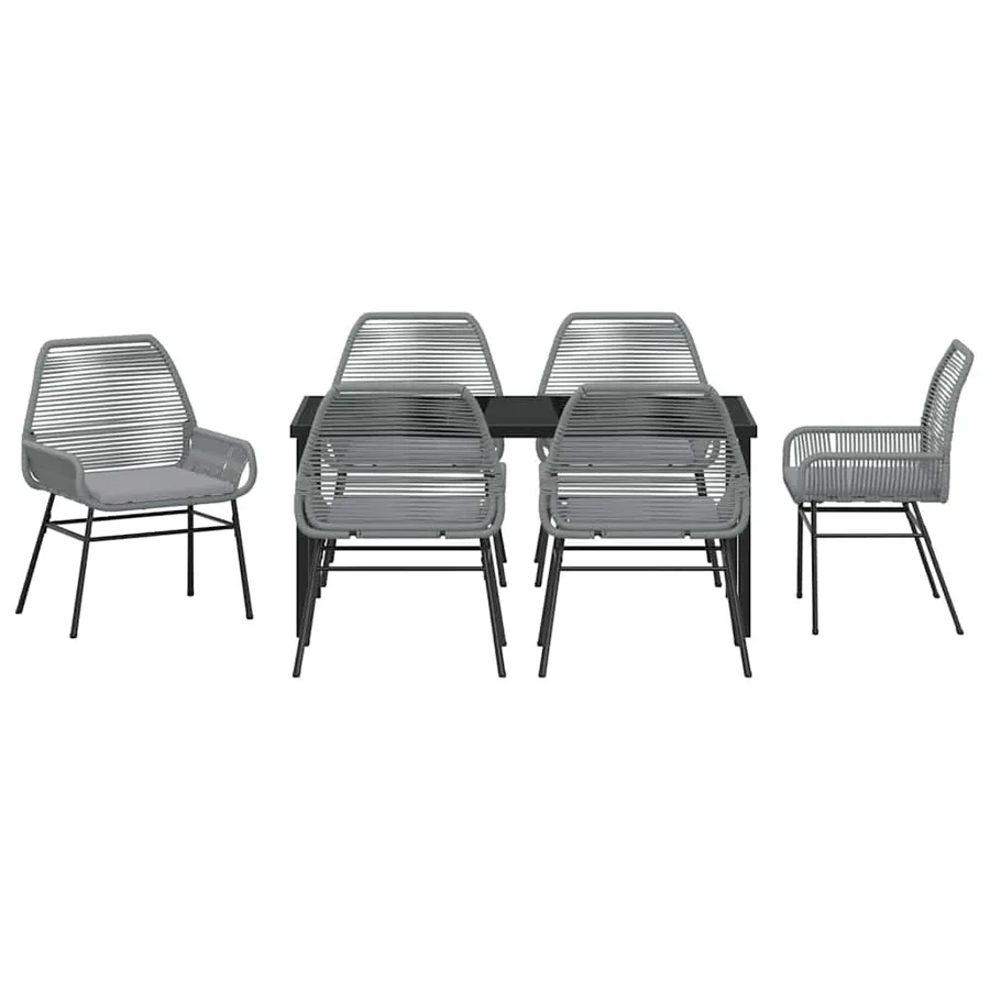 Ensemble de salle à manger pour jardin 7 pcs Gris polyrotin - 7