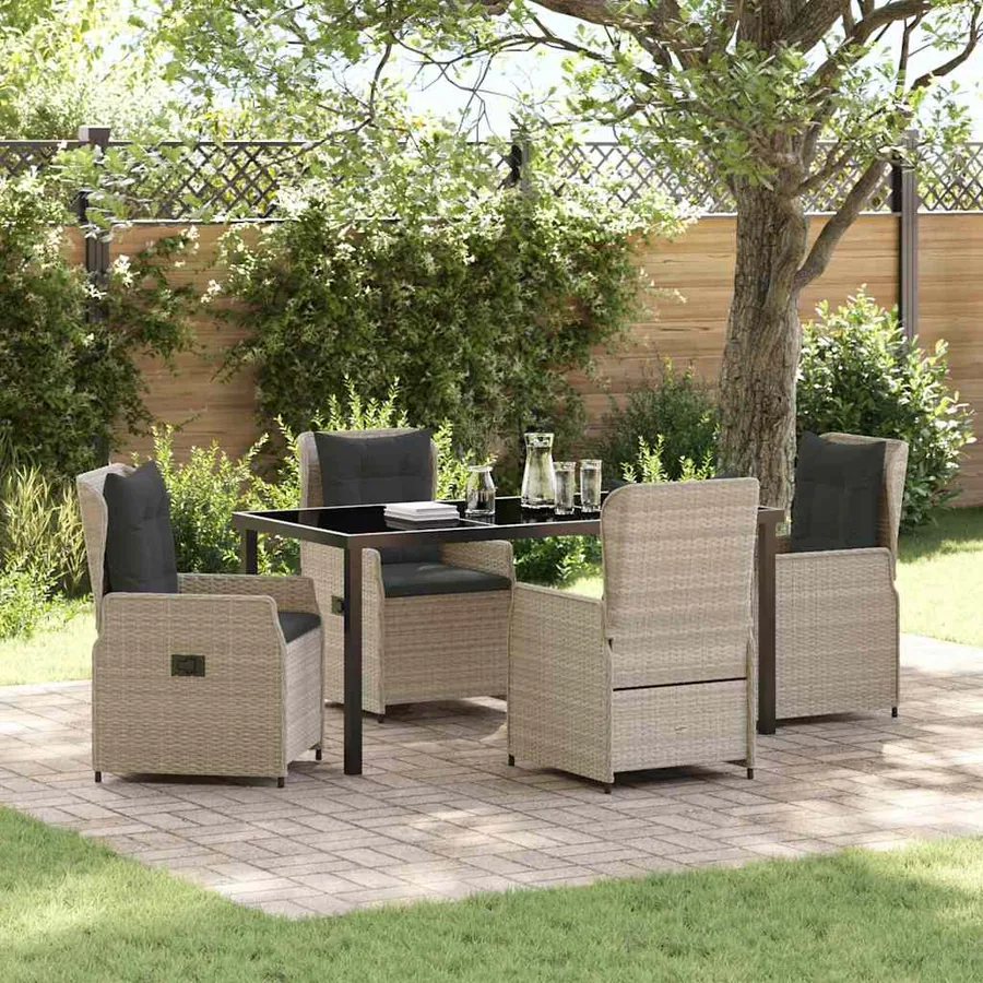 Ensemble de salle à manger pour jardin 5 pcs Gris clair