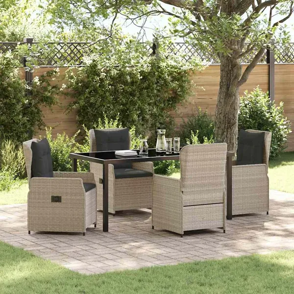 Ensemble de salle à manger pour jardin 5 pcs Gris clair