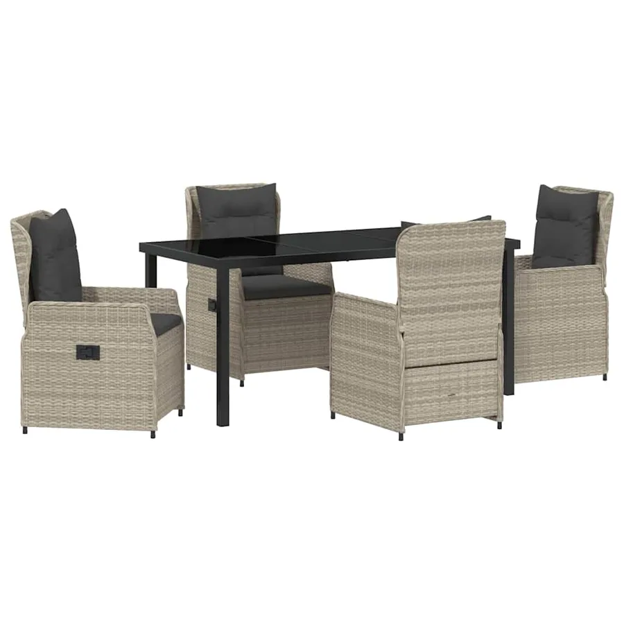 Ensemble de salle à manger pour jardin 5 pcs Gris clair - 2
