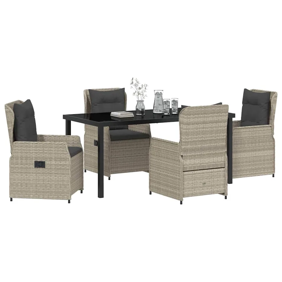 Ensemble de salle à manger pour jardin 5 pcs Gris clair - 3