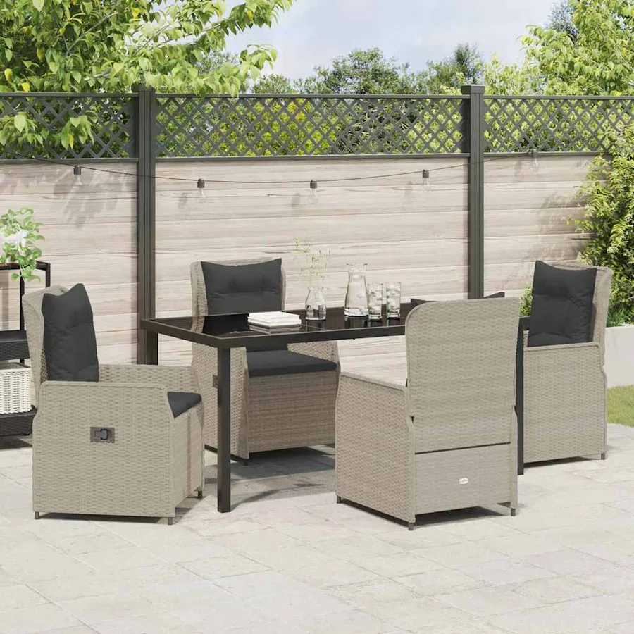Ensemble de salle à manger pour jardin 5 pcs Gris clair - 4