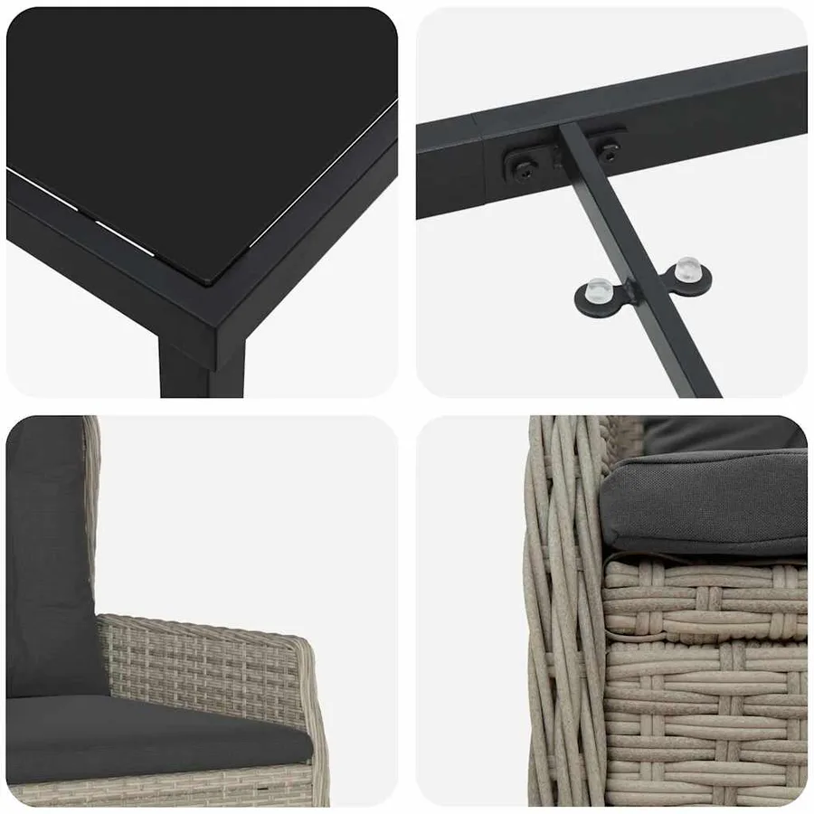 Ensemble de salle à manger pour jardin 5 pcs Gris clair - 9