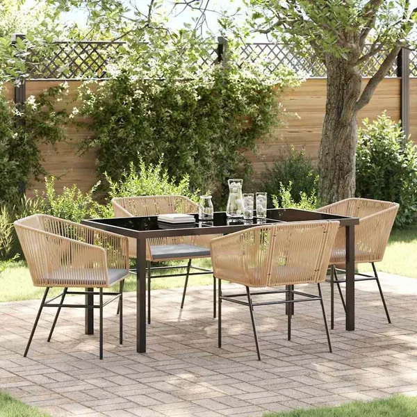 Ensemble de salle à manger pour jardin 5 pcs Marron