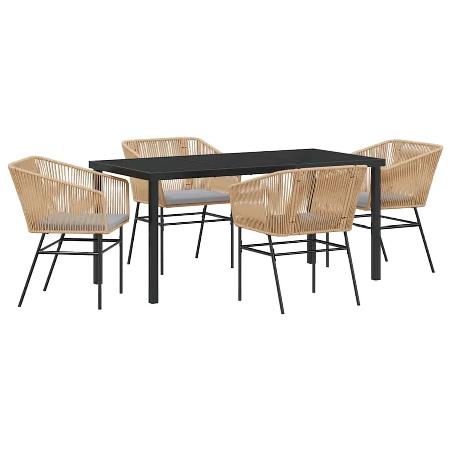 Ensemble de salle à manger pour jardin 5 pcs Marron - 2