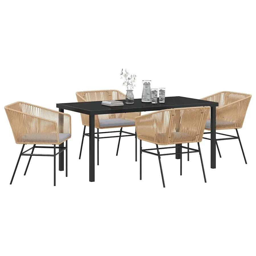Ensemble de salle à manger pour jardin 5 pcs Marron - 3